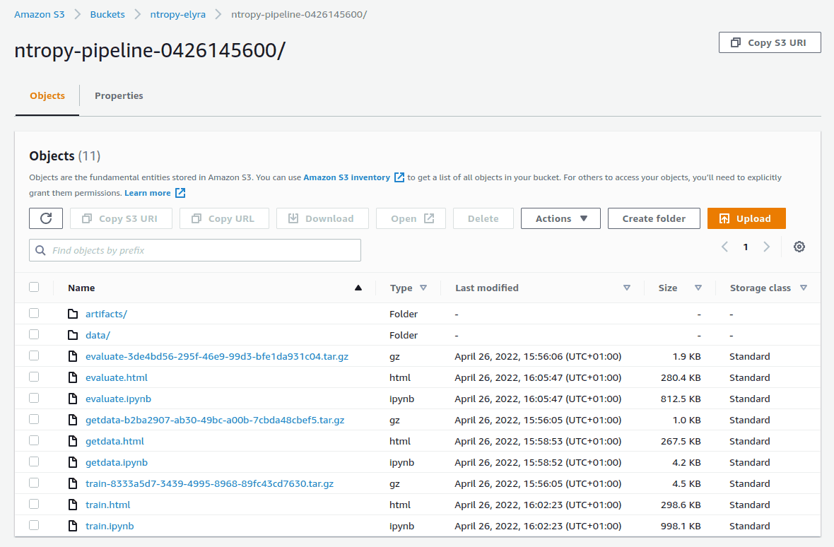 Pipeline run data stored on S3 