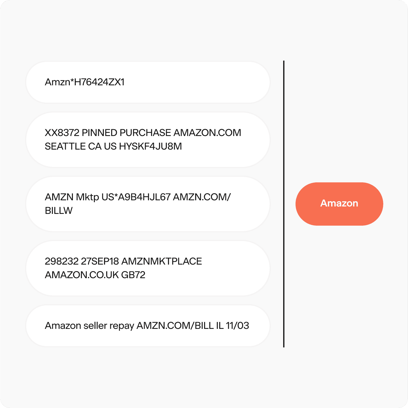 Different iterations of Amazon appearing in transactions 