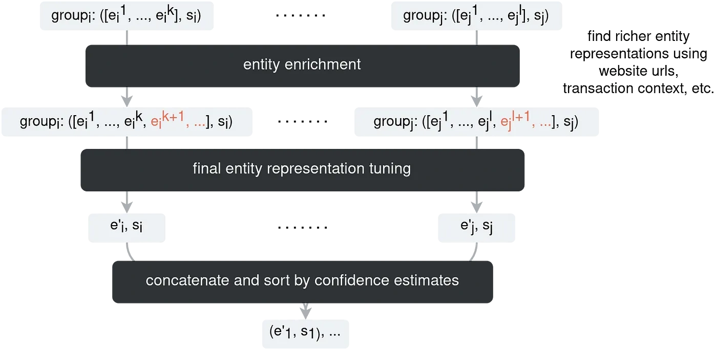 Entity enrichment and representation tuning 