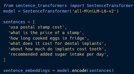 Sentence embedding using the sentence_transformerslibrary 