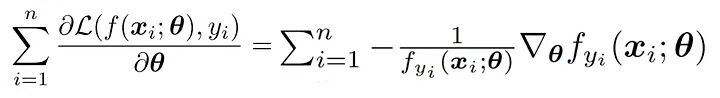 Derivative of the Cross-Entropy (CE) loss with respect to θ